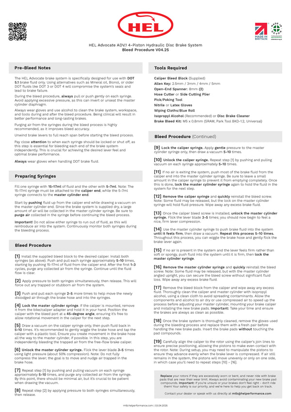 HEL Advocate Bleed Procedure