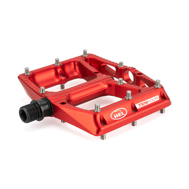 HEL x Carder TenFour Billet Flat Pedals - Helfire Red