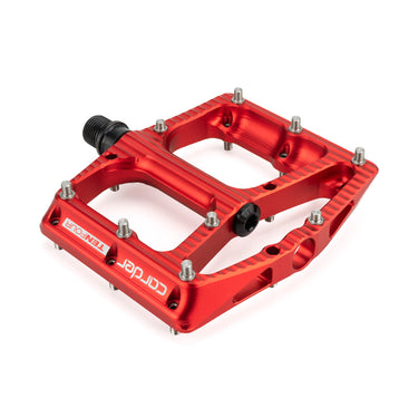 HEL x Carder TenFour Billet Flat Pedals - Helfire Red