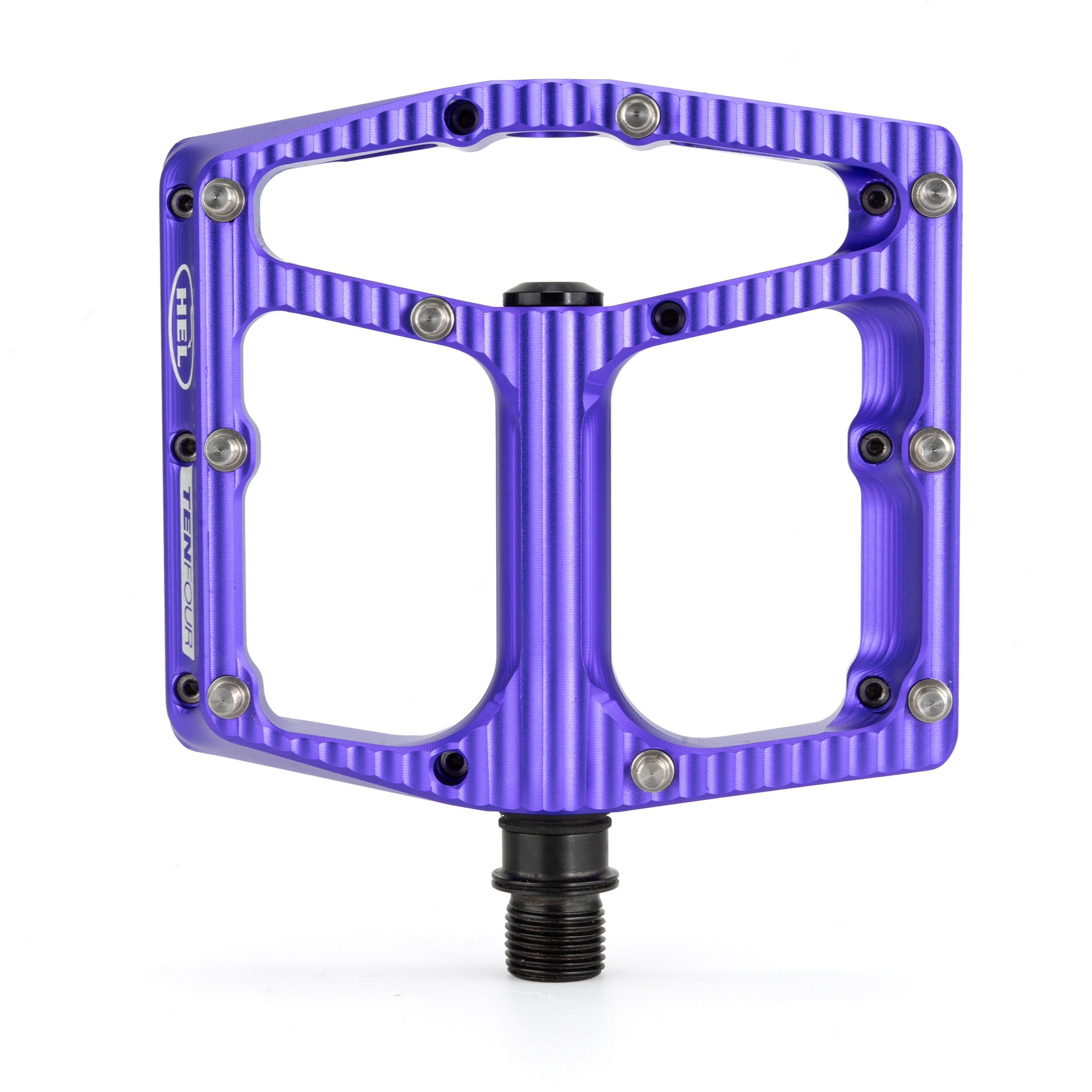 Pedalfer Examples HEL x Carder TenFour Billet Flat Pedals - Plasma Purple – HEL Mountain Bike